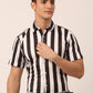 Jainish Men's Lycra Striped Half Sleeve Formal Shirts ( SF 812White ) | Swadesiicart