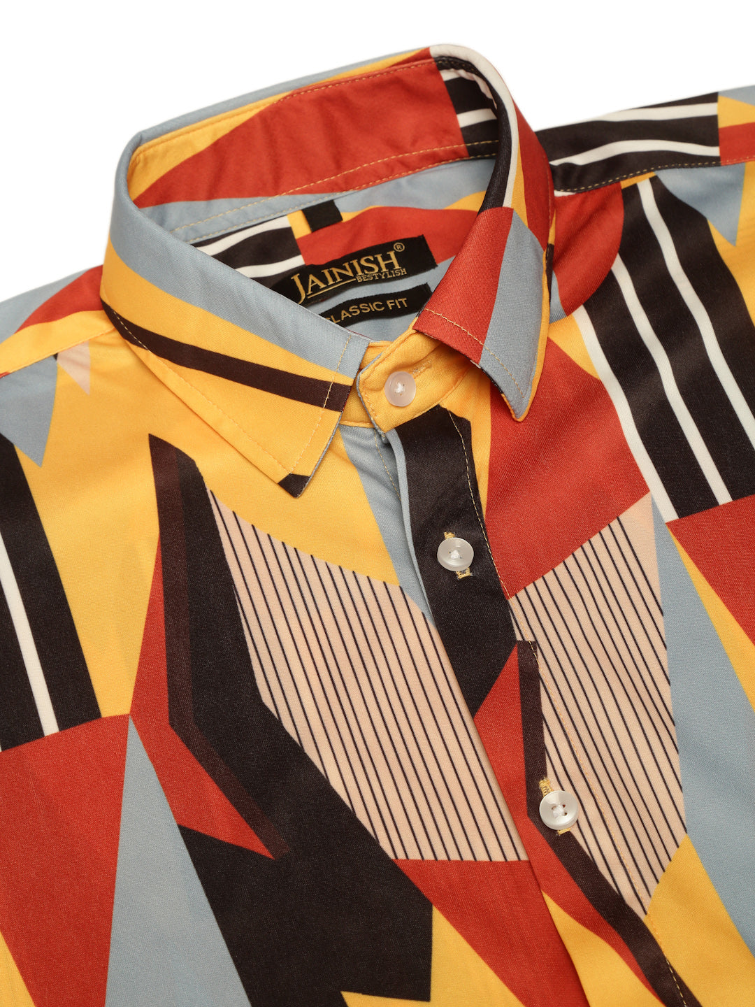 Jainish Men's Lycra Printed Half Sleeve Formal Shirts ( SF 814Yellow ) | Swadesiicart