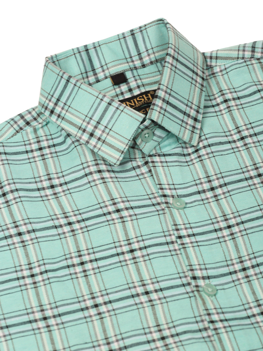 Jainish Men's Cotton Checked Half Sleeve Formal Shirts ( SF 815Green ) | Swadesiicart