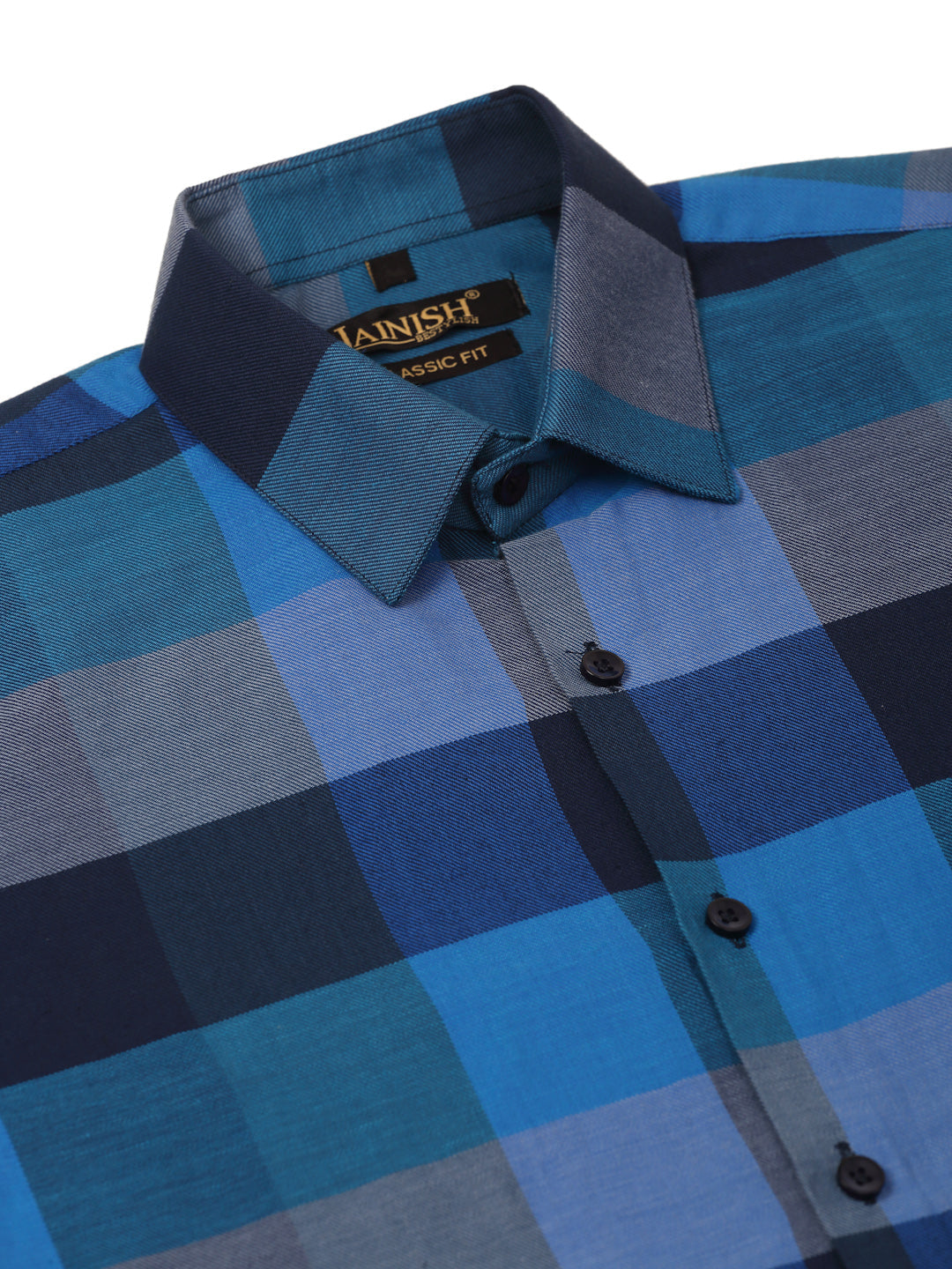 Jainish Men's Cotton Checked Half Sleeve Formal Shirts ( SF 817Blue ) | Swadesiicart