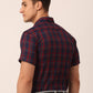 Jainish Men's Cotton Checked Half Sleeve Formal Shirts ( SF 818Red-Blue ) | Swadesiicart
