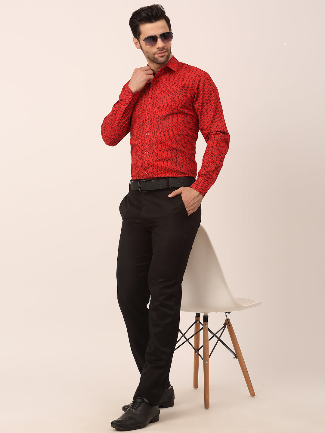 Jainish Men's Cotton Printed Formal Shirts ( SF 821Red ) | Swadesiicart