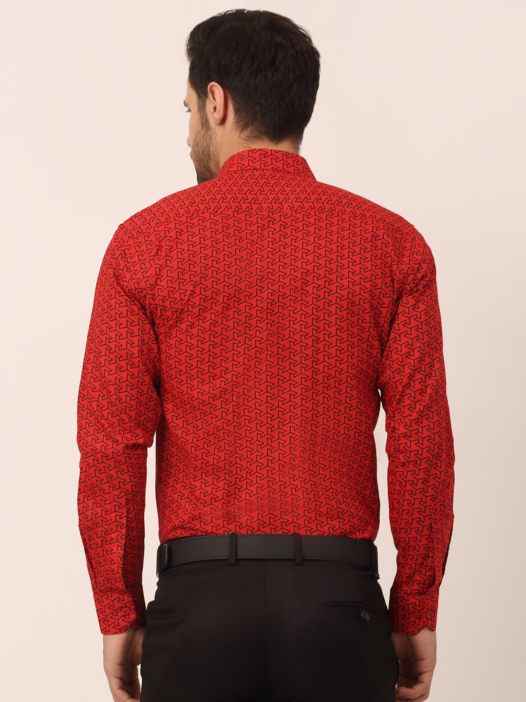 Jainish Men's Cotton Printed Formal Shirts ( SF 821Red ) | Swadesiicart