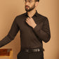Indian Needle Men's Cotton Solid Formal Shirt - Coffee | Swadesiicart