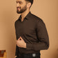Indian Needle Men's Cotton Solid Formal Shirt - Coffee | Swadesiicart
