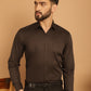 Indian Needle Men's Cotton Solid Formal Shirt - Coffee | Swadesiicart