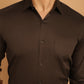 Indian Needle Men's Cotton Solid Formal Shirt - Coffee | Swadesiicart