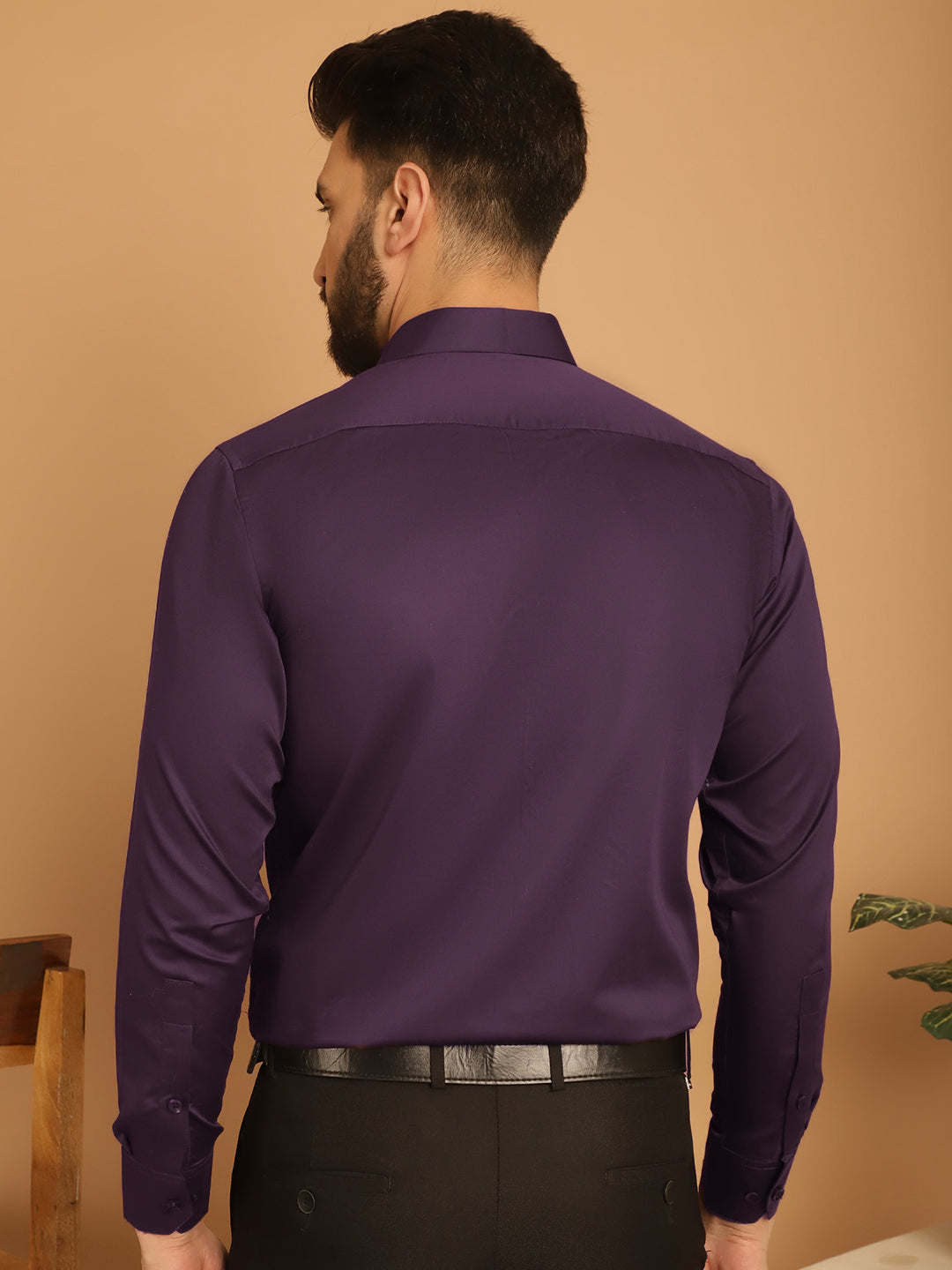 Indian Needle Men's Cotton Solid Formal Shirt - Wine | Swadesiicart