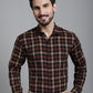 Indian Needle Men's Checked Formal Shirt - Brown | Swadesiicart