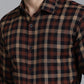 Indian Needle Men's Checked Formal Shirt - Brown | Swadesiicart