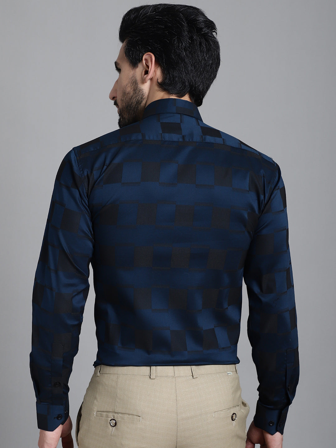 Indian Needle Men's Printed Formal Shirt - Peacock | Swadesiicart