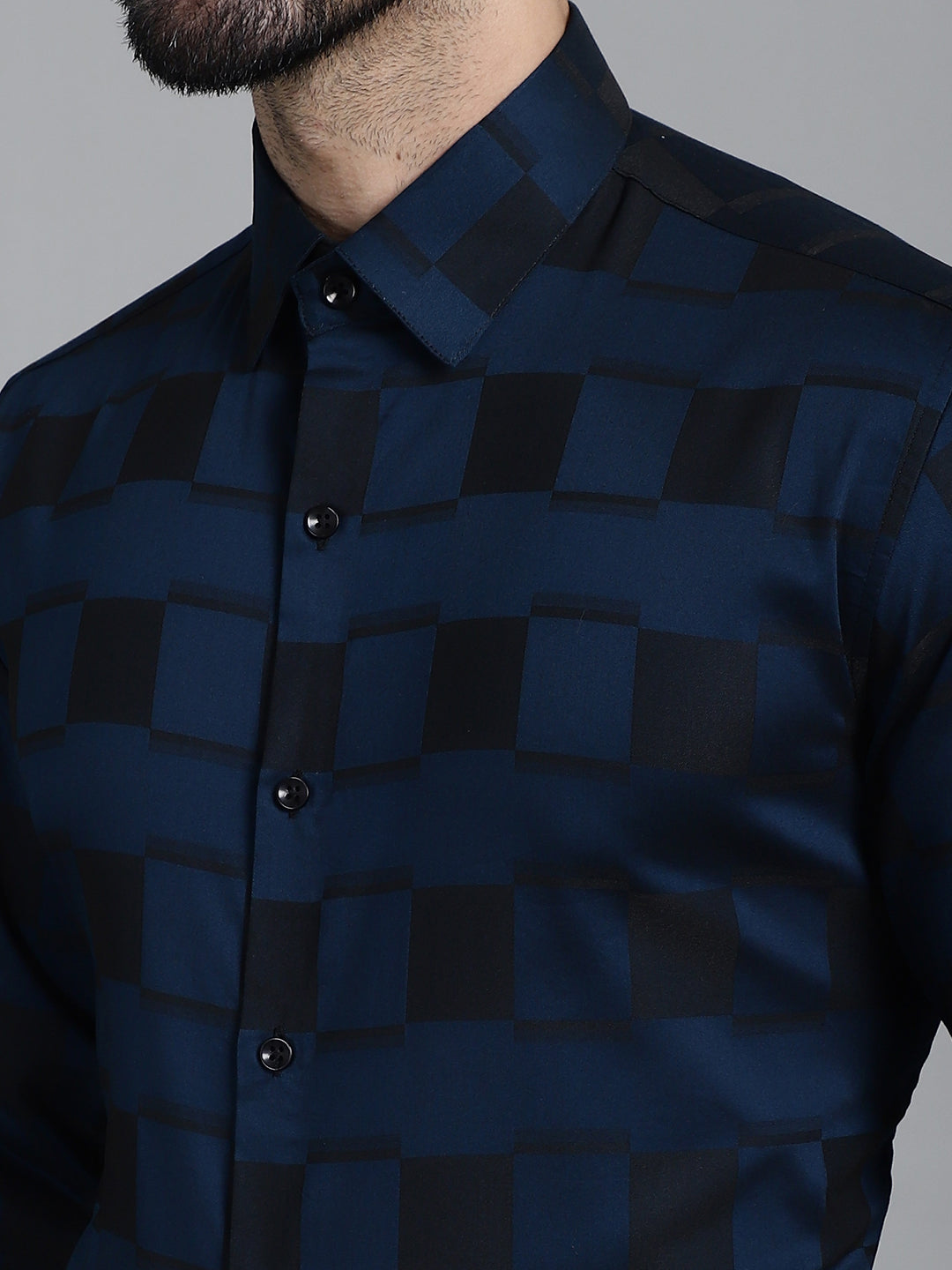Indian Needle Men's Printed Formal Shirt - Peacock | Swadesiicart