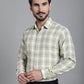 Indian Needle Men's Checked Formal Shirt - Beige | Swadesiicart