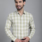 Indian Needle Men's Checked Formal Shirt - Beige | Swadesiicart