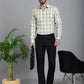 Indian Needle Men's Checked Formal Shirt - Beige | Swadesiicart