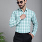 Indian Needle Men's Checked Formal Shirt - Green | Swadesiicart