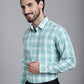 Indian Needle Men's Checked Formal Shirt - Green | Swadesiicart