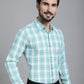 Indian Needle Men's Checked Formal Shirt - Green | Swadesiicart