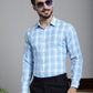 Indian Needle Men's Checked Formal Shirt - Sky Blue | Swadesiicart