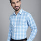 Indian Needle Men's Checked Formal Shirt - Sky Blue | Swadesiicart