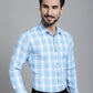 Indian Needle Men's Checked Formal Shirt - Sky Blue | Swadesiicart