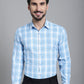 Indian Needle Men's Checked Formal Shirt - Sky Blue | Swadesiicart