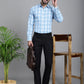Indian Needle Men's Checked Formal Shirt - Sky Blue | Swadesiicart