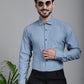 Indian Needle Men's Woven Design Formal Shirt - Grey | Swadesiicart