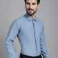 Indian Needle Men's Woven Design Formal Shirt - Grey | Swadesiicart