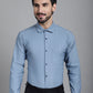 Indian Needle Men's Woven Design Formal Shirt - Grey | Swadesiicart