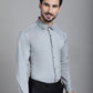 Indian Needle Men's Woven Design Formal Shirt - Steel-Grey | Swadesiicart