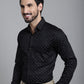 Indian Needle Men's Printed Formal Shirt - Black | Swadesiicart