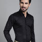 Indian Needle Men's Printed Formal Shirt - Black | Swadesiicart