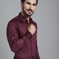 Indian Needle Men's Printed Formal Shirt - Maroon | Swadesiicart