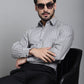 Indian Needle Men's Striped Formal Shirt - Grey | Swadesiicart