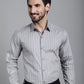 Indian Needle Men's Striped Formal Shirt - Grey | Swadesiicart