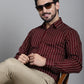 Indian Needle Men's Striped Formal Shirt - Maroon | Swadesiicart