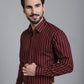 Indian Needle Men's Striped Formal Shirt - Maroon | Swadesiicart