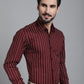 Indian Needle Men's Striped Formal Shirt - Maroon | Swadesiicart