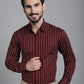 Indian Needle Men's Striped Formal Shirt - Maroon | Swadesiicart