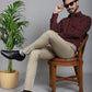 Indian Needle Men's Striped Formal Shirt - Maroon | Swadesiicart