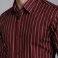 Indian Needle Men's Striped Formal Shirt - Maroon | Swadesiicart