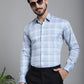 Indian Needle Men's Checked Formal Shirt - Blue | Swadesiicart