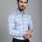 Indian Needle Men's Checked Formal Shirt - Blue | Swadesiicart