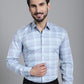 Indian Needle Men's Checked Formal Shirt - Blue | Swadesiicart