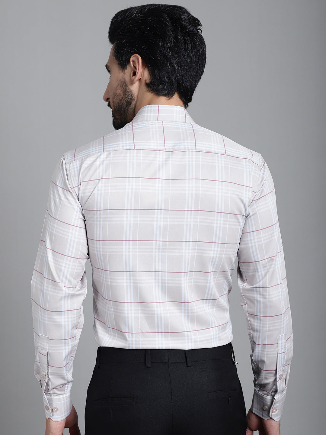 Indian Needle Men's Checked Formal Shirt - Cream | Swadesiicart