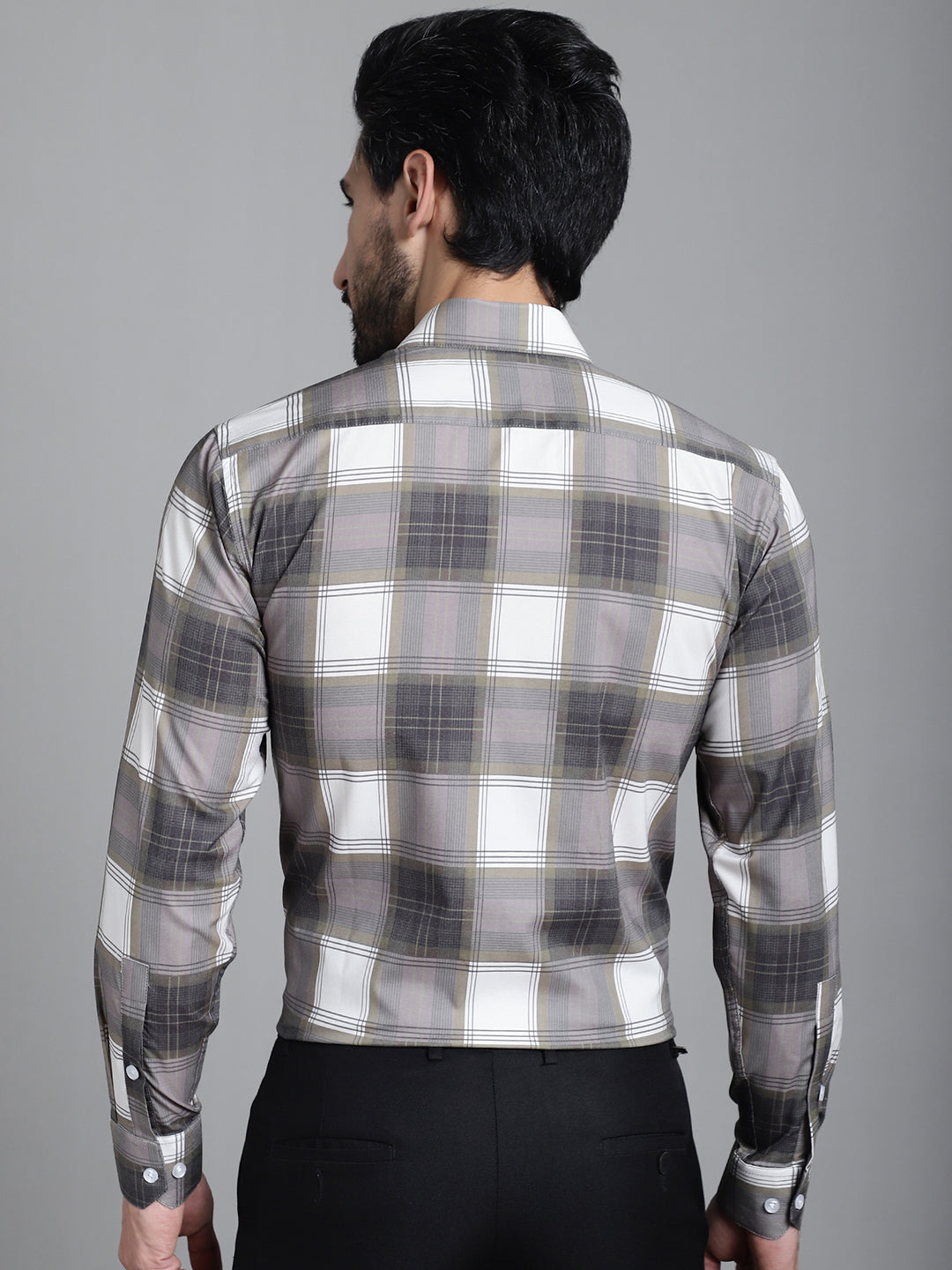 Indian Needle Men's Checked Formal Shirt - Brown | Swadesiicart
