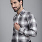 Indian Needle Men's Checked Formal Shirt - Grey | Swadesiicart