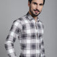 Indian Needle Men's Checked Formal Shirt - Grey | Swadesiicart