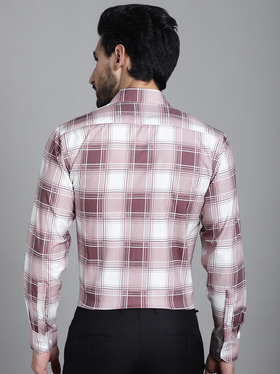 Indian Needle Men's Checked Formal Shirt - Maroon | Swadesiicart